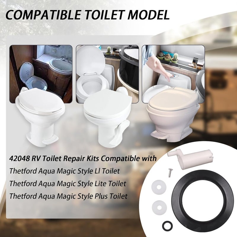 Ciuouient 42048 Waste Ball Drive/Waste Ball Drive Arm Kit Compatible with Thetford Aqua Magic Style Lite, Style II, Style Plus Toilet(Include Closet Flange Seal, Drive Arm, Screw,Plastic Rings) - Image 2